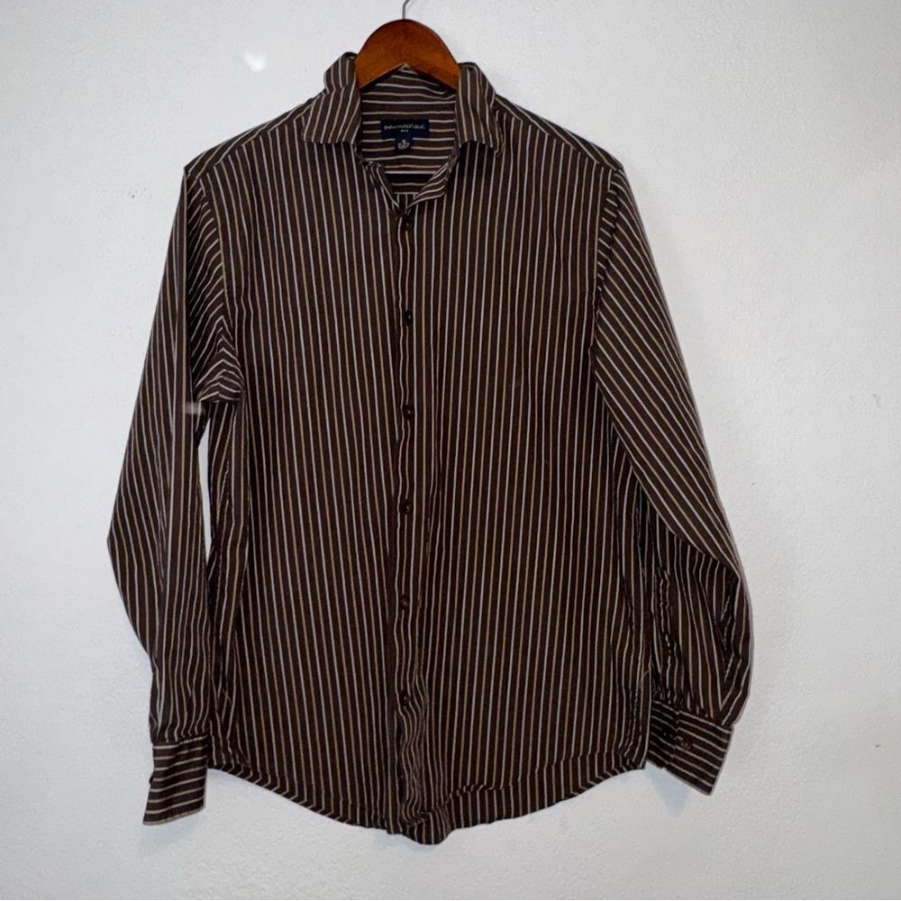 Banana Republic Brown Striped Button Down Shirt - Picture 2 of 7